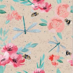 Dragonfly floral mid weight cotton fabric