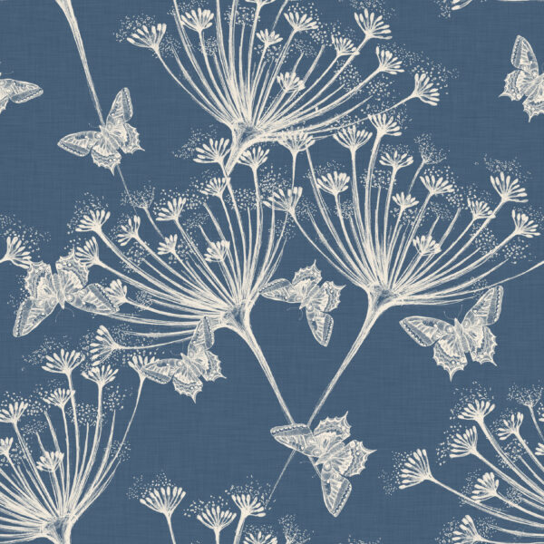 navy butterfly fabric